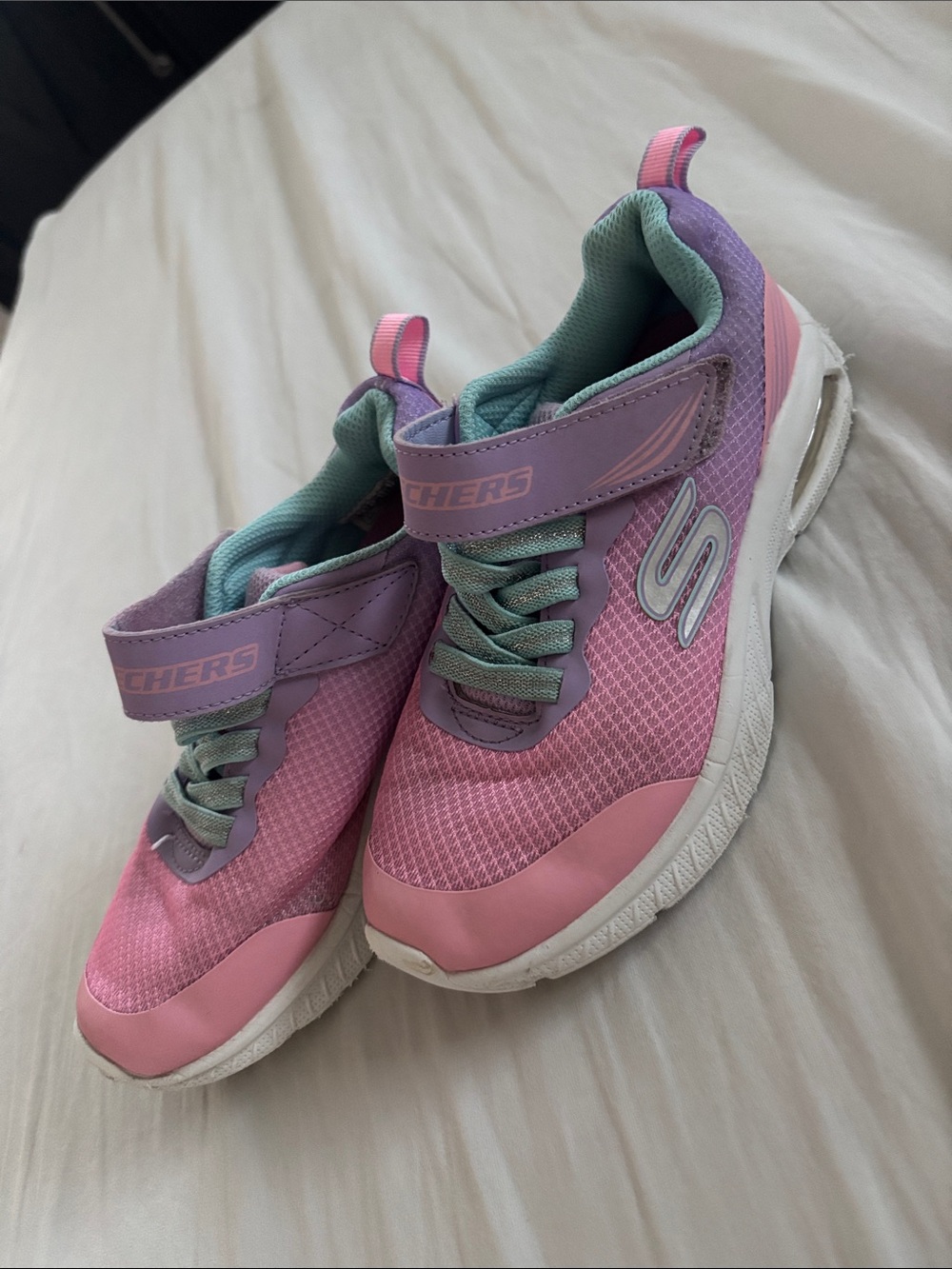 Skechers Kids Pink, Lavender & Mint Athletic Sneakers size 13C pull on